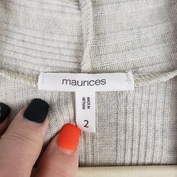 Maurices Women's‎ 2X Lagenlook Asymmetrical Open Cardigan Beige Neutral Casual - Picture 2 of 6